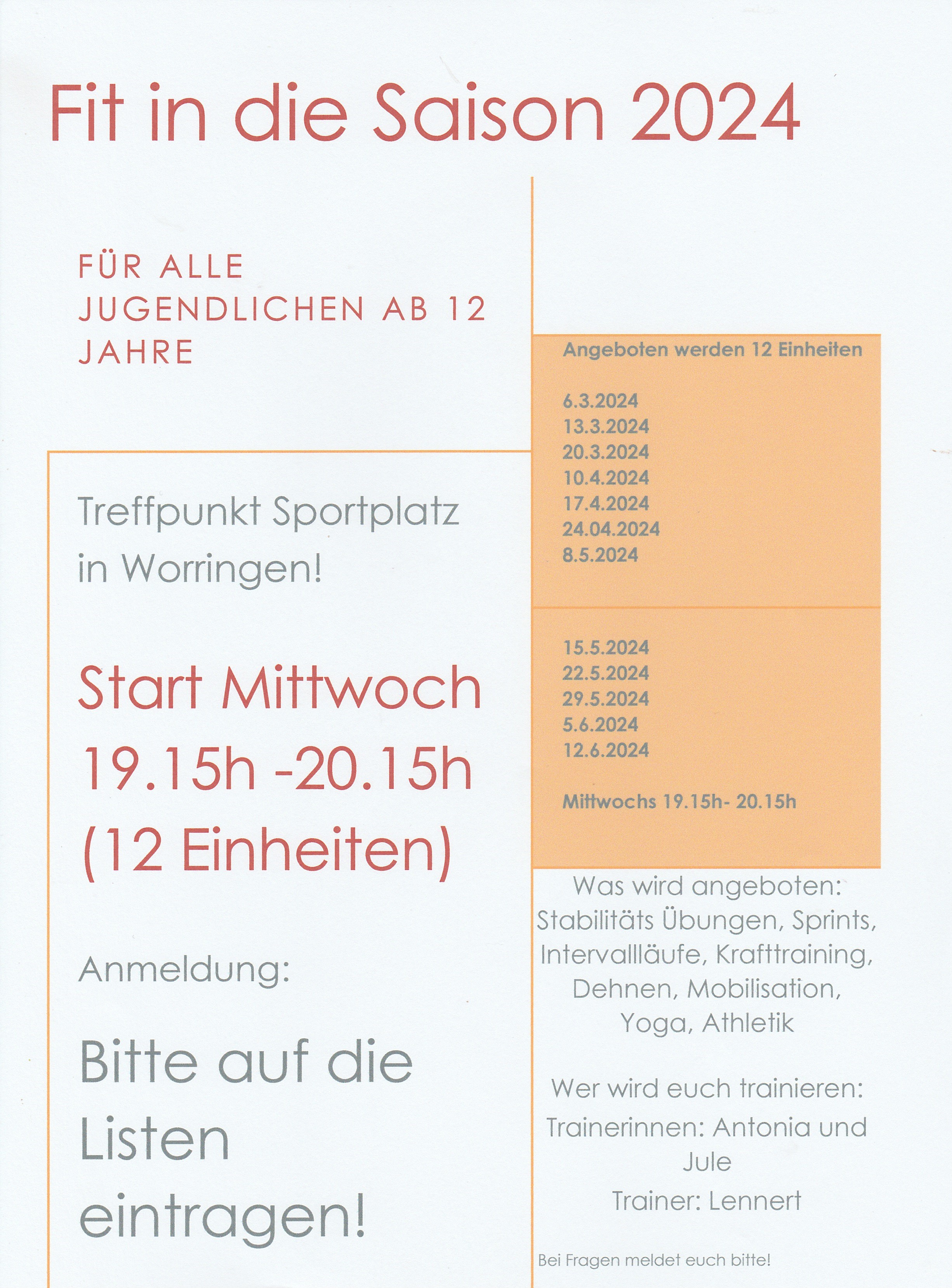 ab 12 Jahre   Fit in die Saison 2024